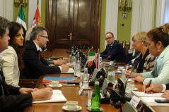2 July 2015 National Assembly Deputy Speaker MA Igor Becic and the Chairperson of the Defence and Internal Affairs Committee Marija Obradovic in meeting with Italian Defence Minister Roberta Pinotti 